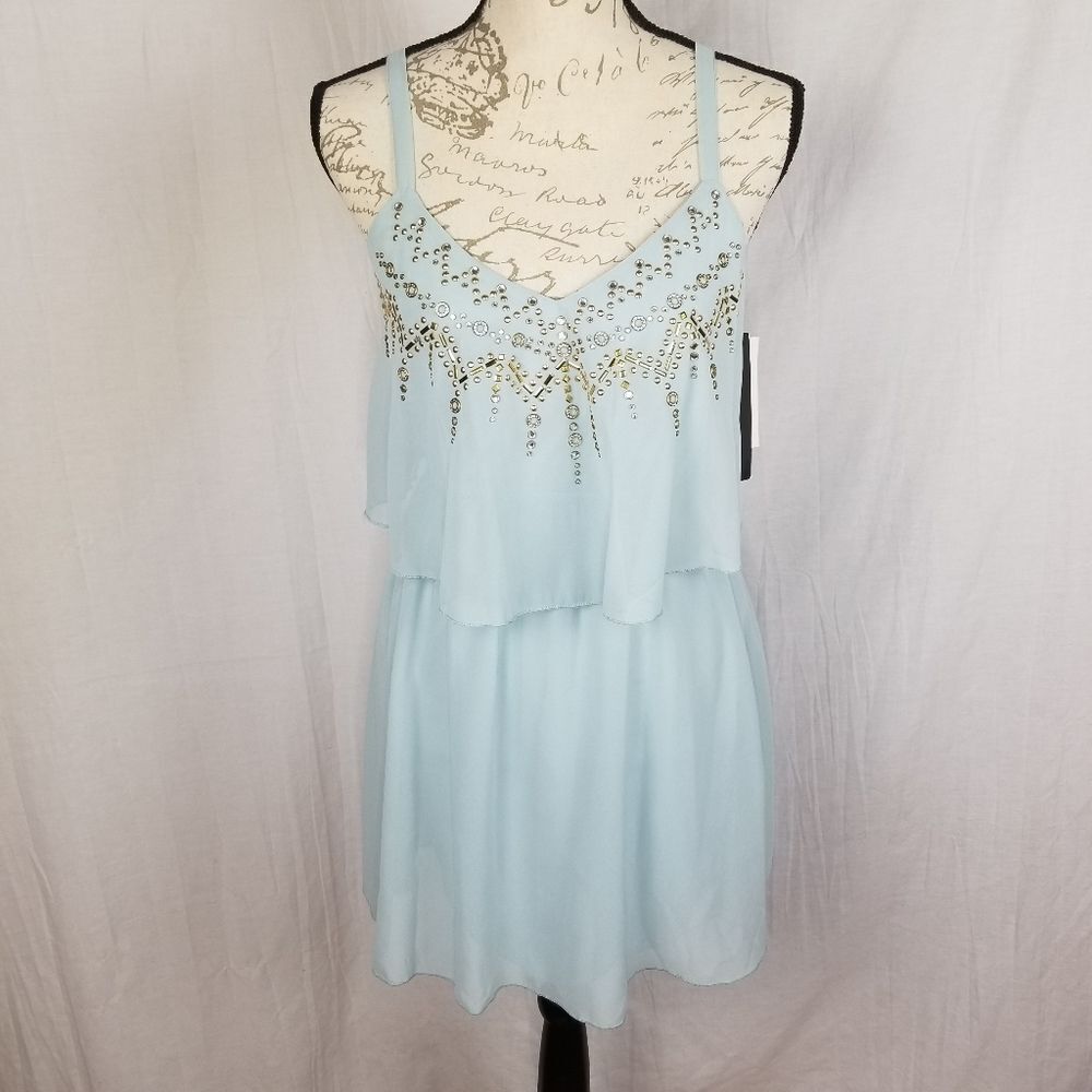 Sequin Hearts Blouson Seafoam Green Mini Dress